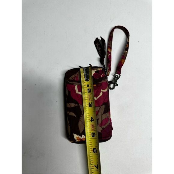 Vera Bradley Wallet Wrislet Pink Burgundy Quilted - Picture 2 of 9